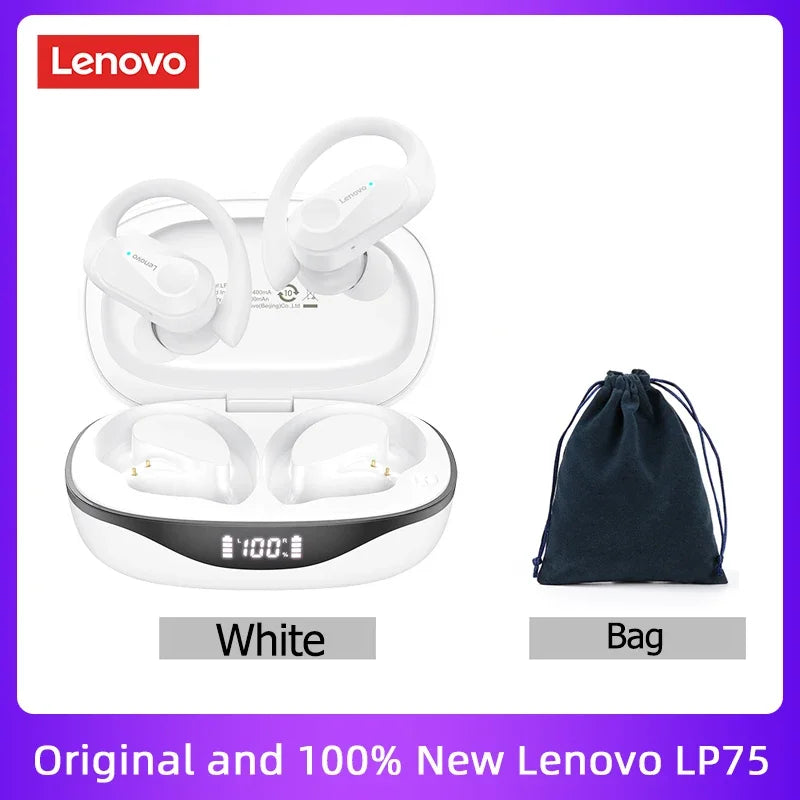 Lenovo LP75 TWS Bluetooth V5.3 Headphones Wireless LED Digital